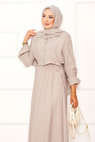 EBRUTESETTÜR Bolero Waist Gathered Hijab Dress Set
