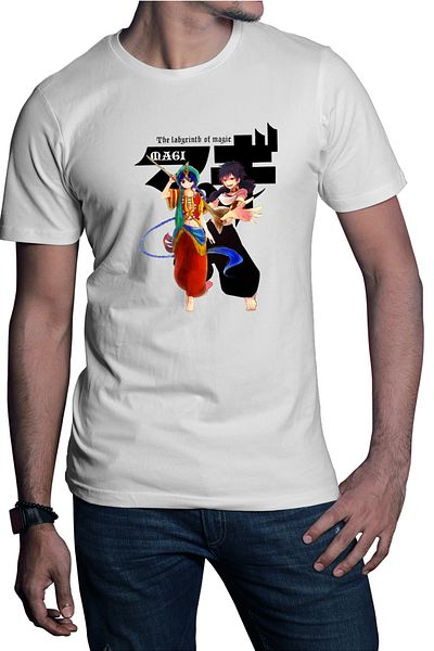 OEM Men's T-shirt Magi The Labyrinth of Magic Alladin Judar Fight Pose Logo