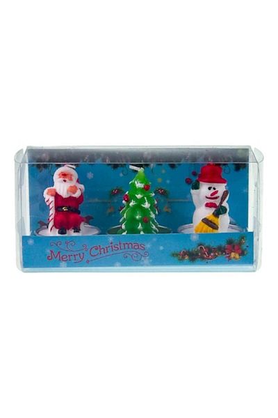 OEM Set of three candles in the shape of Christmas figurines - 14x7 cm M1