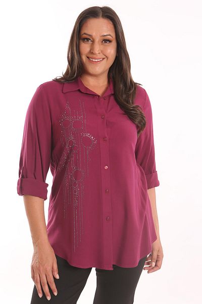 Metpoint Cămașă țesută cu imprimeu cu piatră de cireș Trend42plus Plus Size