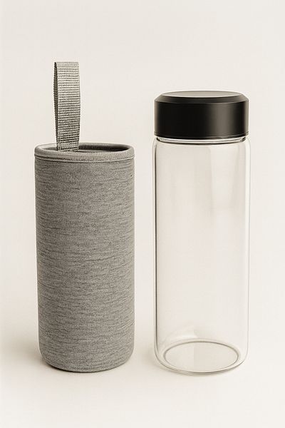 TSUMAB Glass Water Bottle with Neoprene Sleeve – 500ml