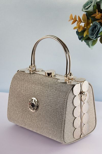 weem bag Elysara Eb0170 |   Pearl Glitter Double Metal Handle Stylish Portfolio Bag