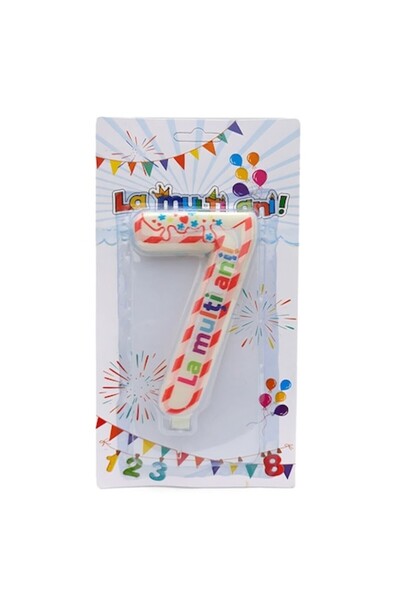 OEM Candle made of wax for anniversary, number 7, 7x12cm, multicolor