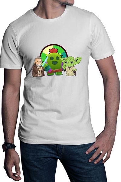 OEM Men's T-shirt Brawl Stars Cactus Flower Bio StarWars Obi Wan Kenobi Yoda