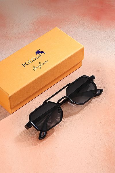 Polo Air Uv400 Protection Metal Frame Plastic Handle Unisex Sunglasses Black Color Plg-2102C1