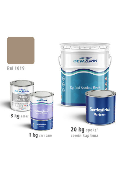 Demarin Epoksi Zemin Kaplama RAL 1019 KİT (24 KG TAKIM ÜRÜN KİT )