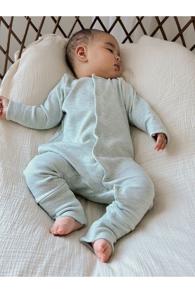 Tarkito Baby Long Sleeve Unisex Baby Jumpsuit Open Close Booties 100% Cotton Extra Soft Texture Oeko-Tex Certified