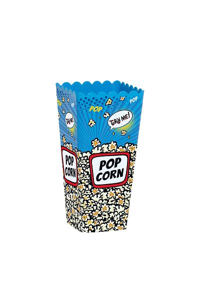 Herevin 1.3 Litre Blue Popcorn Box Classic Striped Polypropylene (PP) Reusable Snack Tub for Popcorn