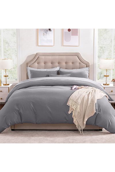 Five Store Lenjerie de pat matrimonial Super, Pittsburgh, bumbac ranforce, gri, 4 piese