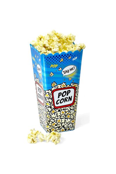 Herevin 1.3 Litre Blue Popcorn Box Classic Striped Polypropylene (PP) Reusable Snack Tub for Popcorn