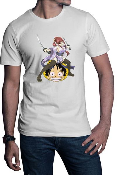 OEM Tricou barbati Fairy Tail Erza Scarlet One Piece Luffy Anime Couple