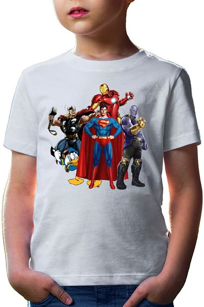 OEM Tricou copii Thor Donald Duck Superman Ironman Thanos Villian Hero Cool