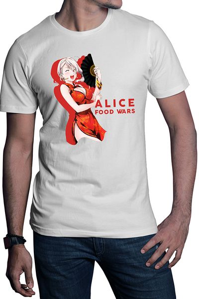 OEM Men's T-shirt Food Wars Alice Fan Chinese Dress Anime