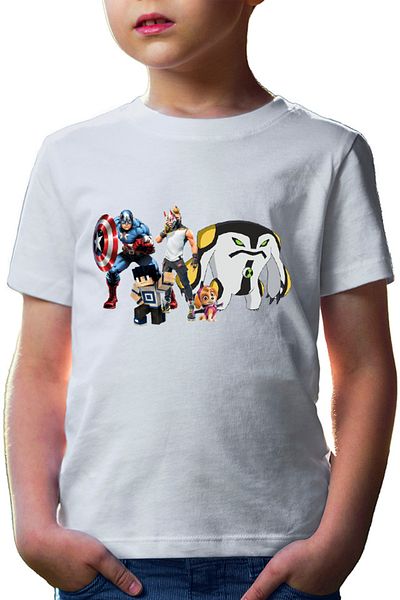 OEM Tricou copii Captain America Fortnite Fox Skin Minecraft Steve Paw Patrol