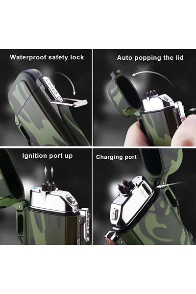 JustZEN Bricheta JustZEN®, Army Style, electronica/electrica, Rezistenta la apa, DUBLU ARC, Fara Gaz, incar