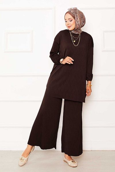 EBRUTESETTÜR Kraş Pattern Sandy Double Set