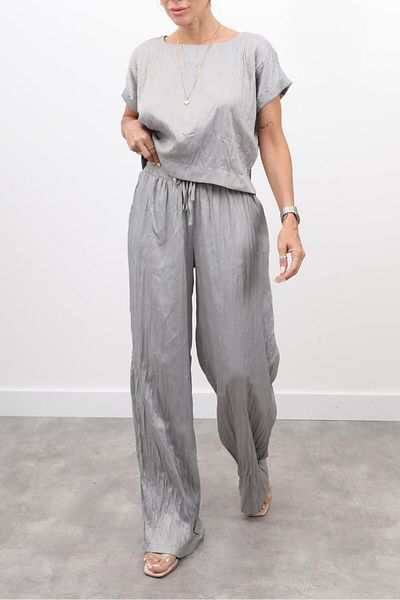 Suzi Women's Wrinkled Fabric Bluz Pants Set 4S203