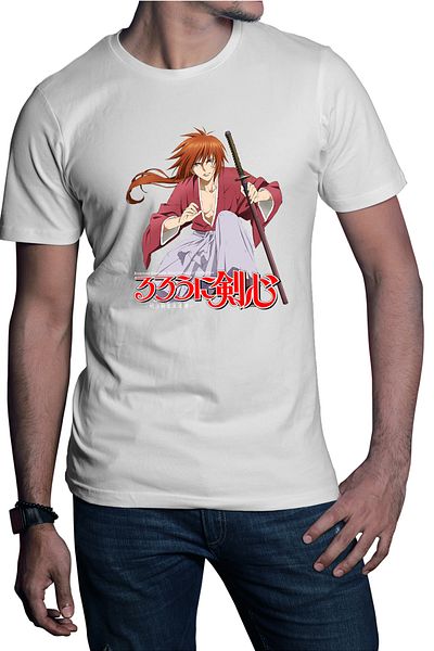 OEM Tricou barbati Rurouni Kenshin Sword Sit Meiji Swordsman Romantic Story