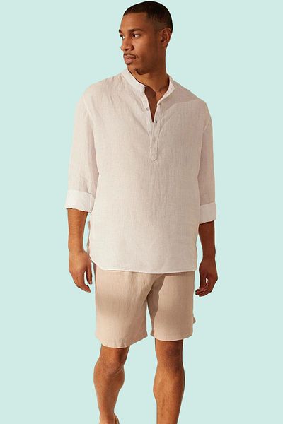 PayBuy Men's Regular Fit Linen Shorts Color Pipe Leg Is a Must-Have in Summer the Place Where Style Meets