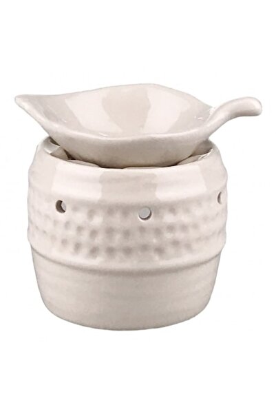 OEM Κεραμικό Κερί με Φύλλο και Διατρήσεις, 11x10 εκ. Λευκό