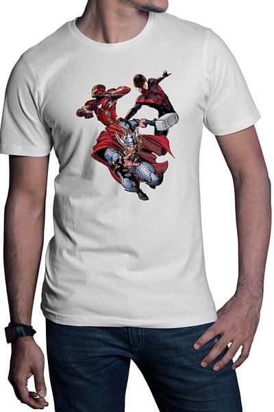 OEM Men's T-shirt Ironman Thor Spiderman Thunder God Cartoons