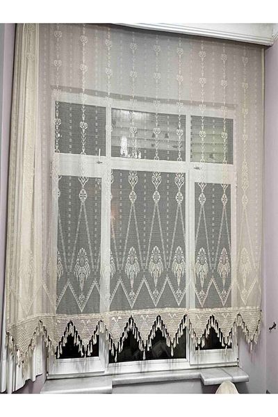 PAZARSEN Buldan Work Macrame Tulle Curtain Hand Lace Authentic Natural 100% Cotton Curtain