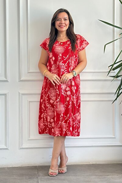 Yağmur Butik Rochie din bumbac cu mânecă scurtă, cu model Polen, importată