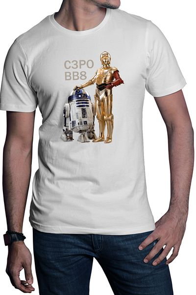 OEM Men's T-shirt Star Wars Robots BB8 S3PO Droid