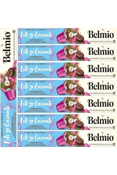 Belmio Coconut Coffee Capsules Pack of 8 (80 Capsules) - Compatible With Nespresso Original Line Mac
