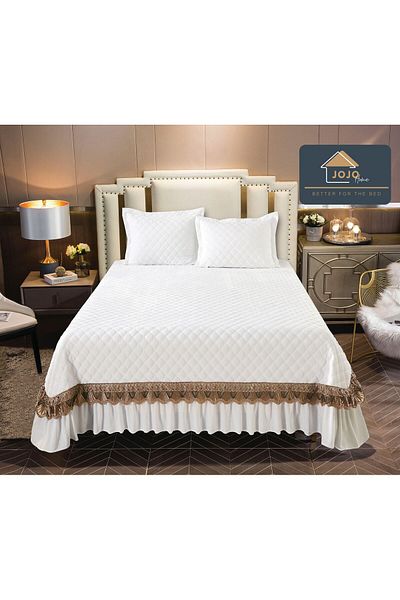 trendyhome Premium Velvet Duvet Cover, Double Bed, 3 Pieces, UNI, White, J11114