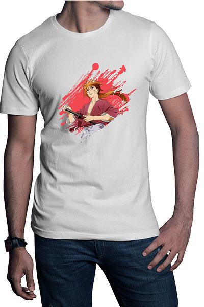 OEM Tricou barbati Rurouni Kenshin Brush Meiji Swordsman Romantic Story