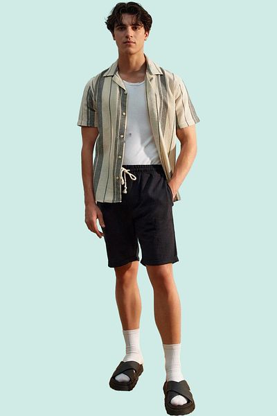 PayBuy Men's Linen-Look Cotton Shorts Comfortable Fit Daily Use Indispensable for Weekend Summer