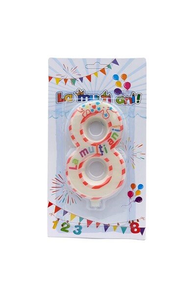 OEM Wax Candle for Birthday, Number 8, 7x12cm, Multicolor