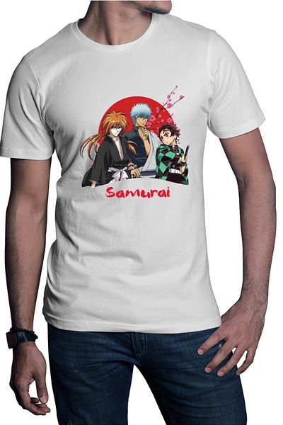 OEM Men's T-shirt Rurouni Kenshin Samurai Trio Text Sepuku