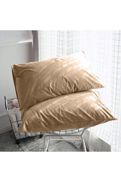 Five Store Set 2 huse perna din bumbac ranforce 100%, densitate 120 g/mp, Bej, 50/70cm