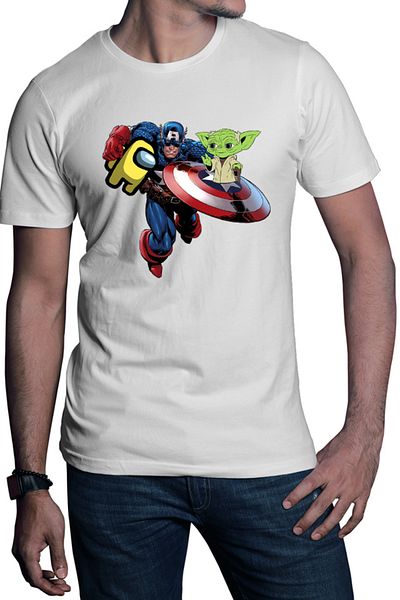 OEM Tricou barbati Captain America Among Us Suspicious Star Wars Yoda Master