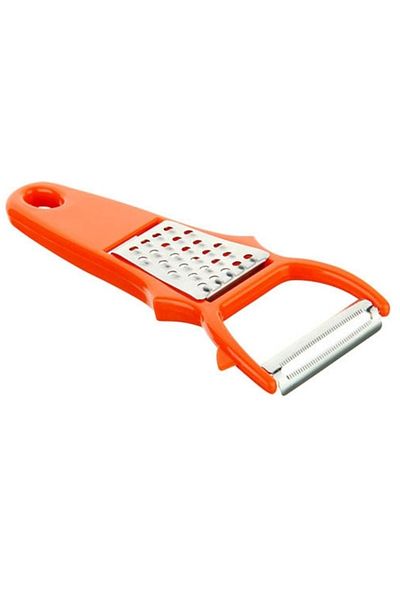 flores Vegetable and fruit cleaning device, with grater, made of plastic, red