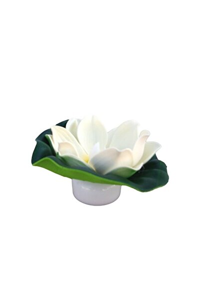 OEM Lumânare din plastic cu nufăr, LED și baterie, plutește pe apă, 10 cm, albă