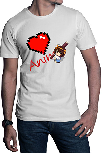 OEM Ανδρικό T-shirt Haruhi Suzumiya Love Anime Minecraft Write School