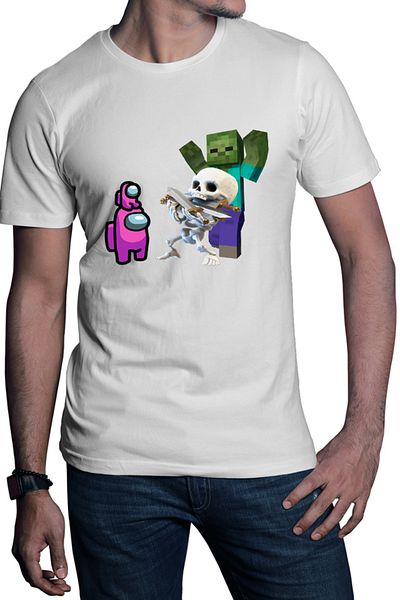 OEM Tricou barbati Clash Royale Minecraft Scared Skeleton Event Among Us Crew