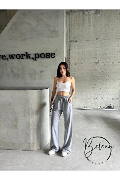 belean Beli Lastikli Oversize Bol Paça Baggy Eşofman Altı
