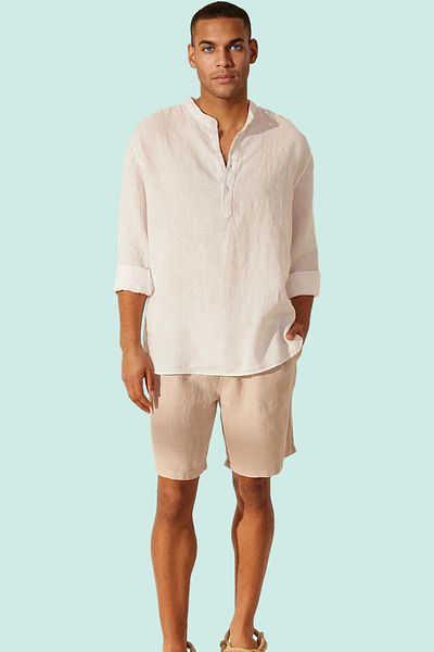 PayBuy Men's Regular Fit Linen Shorts Color Pipe Leg Is a Must-Have in Summer the Place Where Style Meets