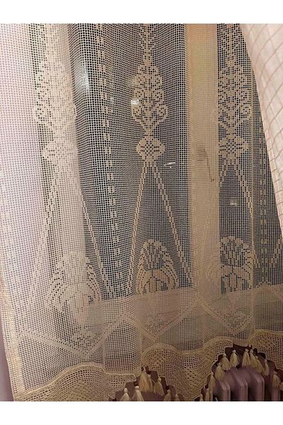 PAZARSEN Buldan Work Macrame Tulle Curtain Hand Lace Authentic Natural 100% Cotton Curtain