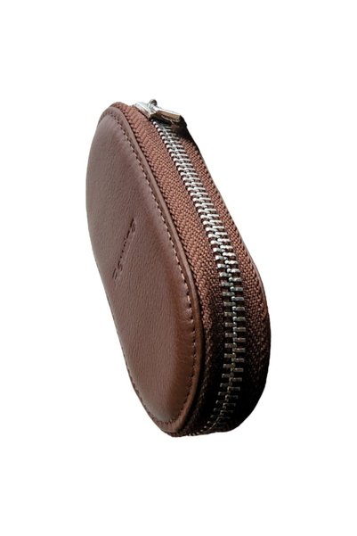 Lysande Genuine Leather Zippered Keychain with 6 Rings, Handmade Compact Wallet Type Key Organizer