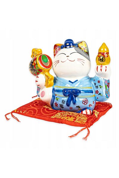 OEM Cutie de economii Maneki-Neko, figurină pisică japoneză, porțelan, multicolor