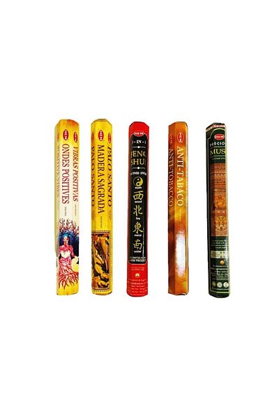 Hem Set 5 cutii bețișoare parfumate, TOP cele mai utilizate, palo-santo, anti-tutun, 5 în 1 feng shui, mosc, pozitiv