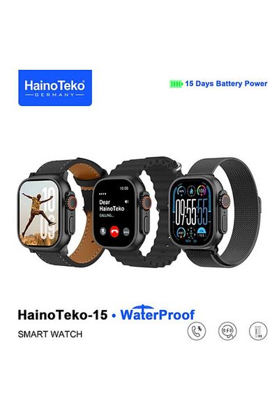 haino teko germany Haino-Teko15 Smart Watch, AMOLED Display, Water Resistant, Battery Life Up to 15 Days of Normal Use, Black