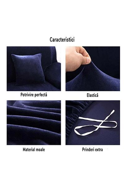 trendyhome Velvet Elastic Slipcover Set, 3-Seater Sofa + 2 Armchairs, UNI, Grena, J11023