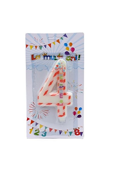 OEM Wax candle for birthday, number 4, 7x12cm, multicolor