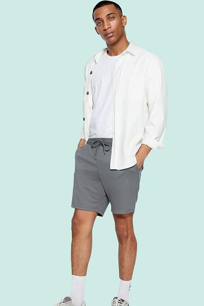 PayBuy Men's Wide-Leg Knitted Shorts Slim Fit Slogan Patterned Daily Use Summer Essential